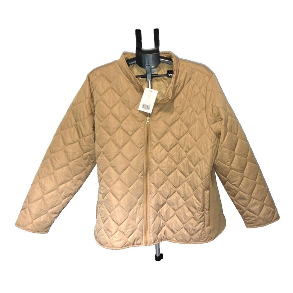 Kim Rogers NEW NWT Tan Quilted Jacket Fall Plus Size 3X Rib